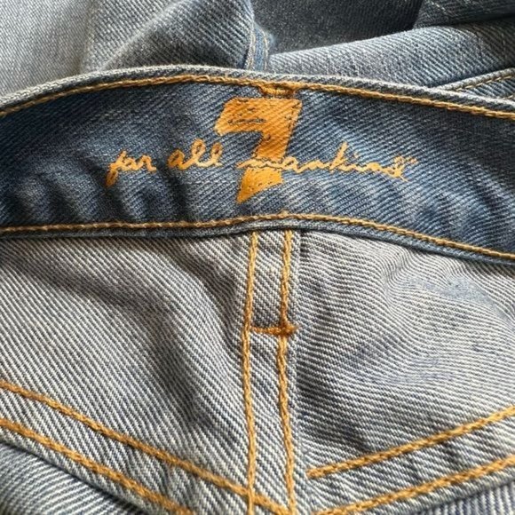 7 For All Mankind Flare Jeans Designer Denim Light Blue Wash Womens Size 28 - Picture 6 of 12